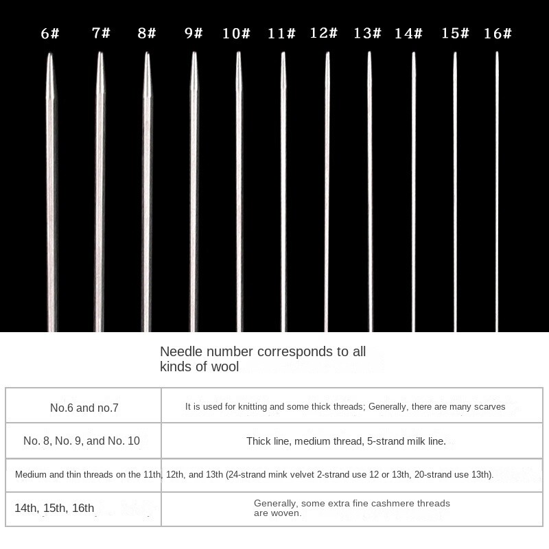Komplet dvostrukih igala za pletenje od nehrđajućeg čelika Veličina 6 7 8 9 10 11 12 13 14 15 16