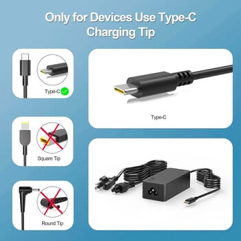 20V 3,25A 65W USB Type-C Φορτιστής τροφοδοτικού για φορητούς υπολογιστές AC για Lenovo Thinkpad X1 carbon Yoga X270 X280 T580 P51 P52s E480 E470 S2