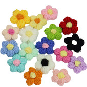 10 db Kézzel kötött virág rátét varrni foltok rátét dekor ruhákhoz Kalapok horgolt szőtt virágok barkács hajcsat