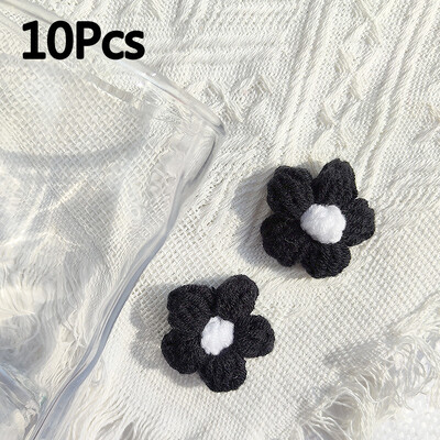 10 db Kézzel kötött virág rátét varrni foltok rátét dekor ruhákhoz Kalapok horgolt szőtt virágok barkács hajcsat