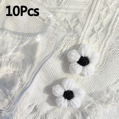 10 db Kézzel kötött virág rátét varrni foltok rátét dekor ruhákhoz Kalapok horgolt szőtt virágok barkács hajcsat