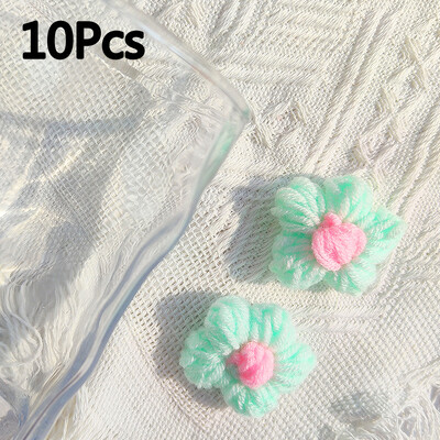 10 db Kézzel kötött virág rátét varrni foltok rátét dekor ruhákhoz Kalapok horgolt szőtt virágok barkács hajcsat