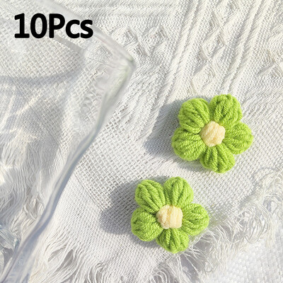 10 db Kézzel kötött virág rátét varrni foltok rátét dekor ruhákhoz Kalapok horgolt szőtt virágok barkács hajcsat