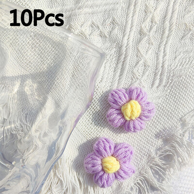 10 db Kézzel kötött virág rátét varrni foltok rátét dekor ruhákhoz Kalapok horgolt szőtt virágok barkács hajcsat