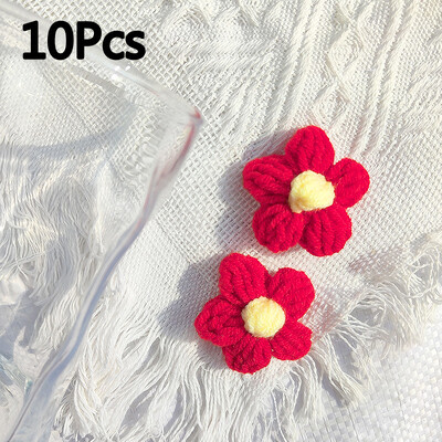 10 db Kézzel kötött virág rátét varrni foltok rátét dekor ruhákhoz Kalapok horgolt szőtt virágok barkács hajcsat