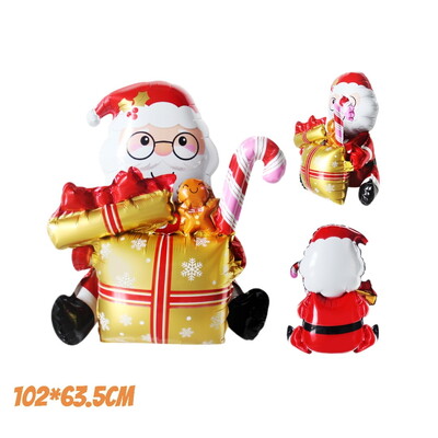 1kom 3D poklon kutija Djed Božićnjak Baloni od folije Poklon kutija Elk Balon Božićna tema Dekoracije za zabavu za dom Navidad 2025 Decor