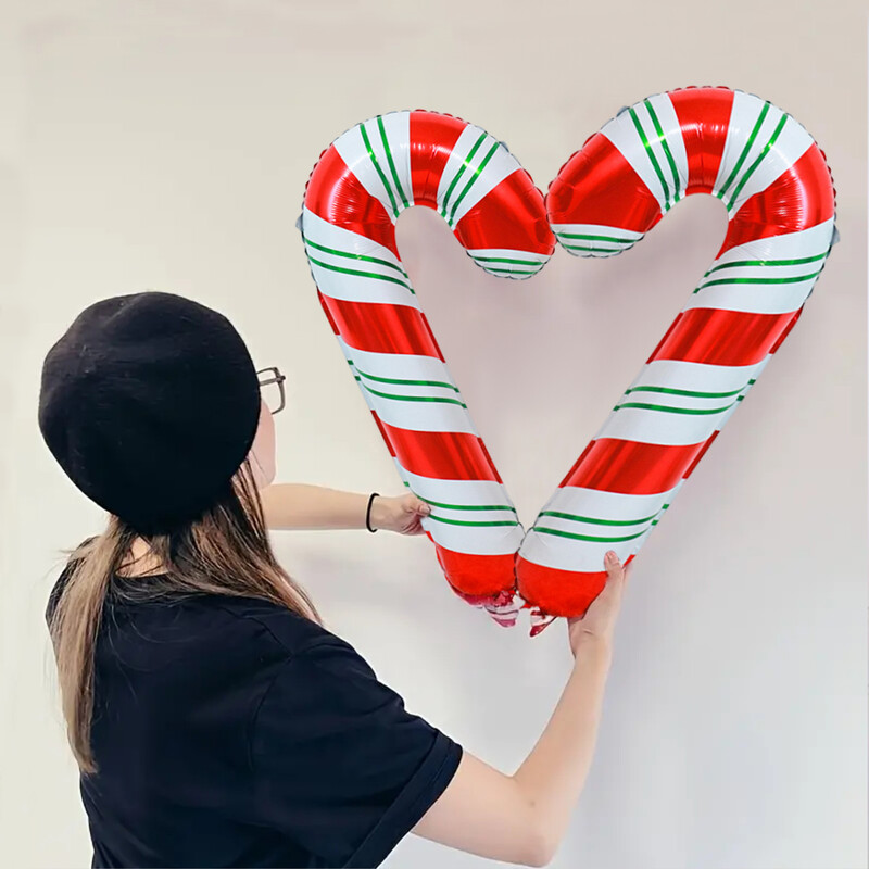 „Candy Cane“ ir „Star“ balionų rinkinys, milžiniškas „Candy Cane“ folijos balionas Kalėdoms, gimtadieniui, Naujųjų metų 2025 m. šventės dekoravimui.