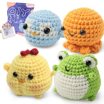 Animal Family Kit Crochet for Beginners Starter Kit Crochet, DIY Kit Crochet for Beginners, Kit Krochet Kit βήμα-βήμα