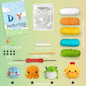 Animal Family Kit Crochet for Beginners Starter Kit Crochet, DIY Kit Crochet for Beginners, Kit Krochet Kit βήμα-βήμα