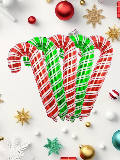 5 komada 84 cm velikih crvenih zelenih božićnih štapića od folije balona Božićni balon s štakom Božićni ukrasi za dom Navidad 2025