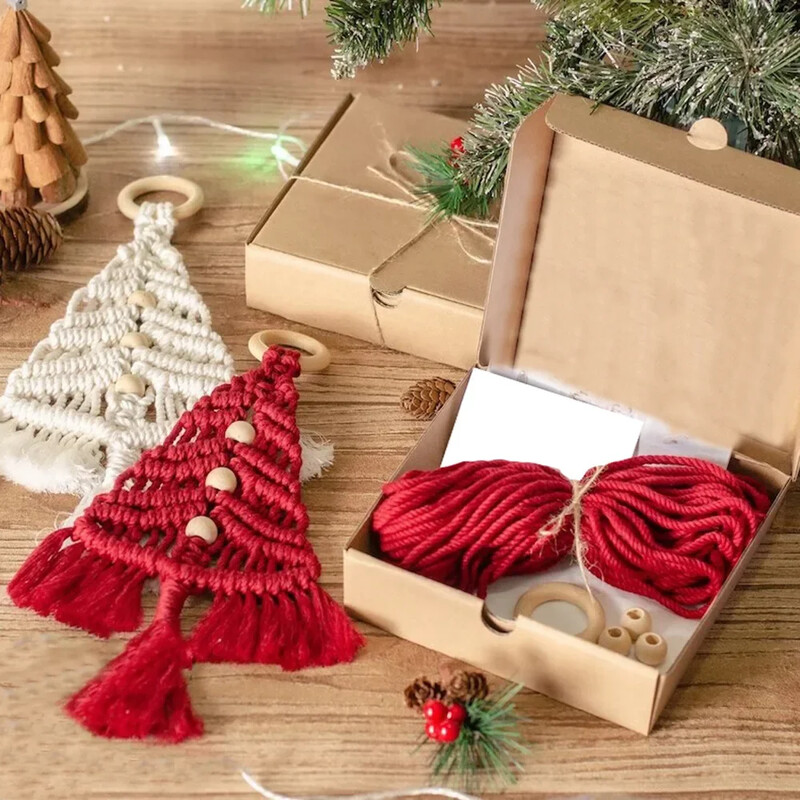 3PCS/Set DIY Macrame Kit Kit za božićno drvce Poklon za božićne rukotvorine Vrlo pogodan za obiteljske prijatelje Savršeni blagdanski darovi