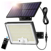 172LED solárne svetlo vonkajšie vodotesné s pohybovým senzorom, diaľkové ovládanie, 3 režimy pre terasu, garáž, záhradu