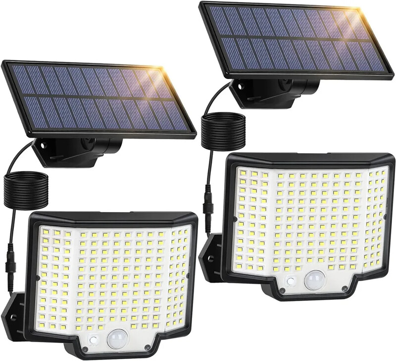 172LED solárne svetlo vonkajšie vodotesné s pohybovým senzorom, diaľkové ovládanie, 3 režimy pre terasu, garáž, záhradu