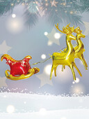 3 vnt Auksiniai kalėdiniai briedžių balionai Kalėdų rogių balionai Naujųjų metų kalėdiniai papuošimai Navidad 2024