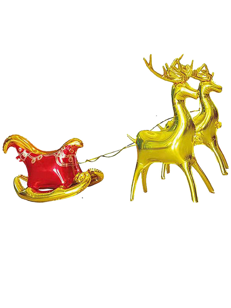 3 vnt Auksiniai kalėdiniai briedžių balionai Kalėdų rogių balionai Naujųjų metų kalėdiniai papuošimai Navidad 2024