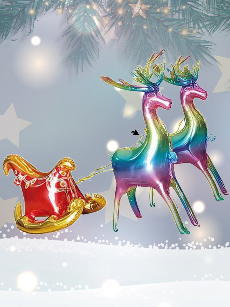 3 vnt Auksiniai kalėdiniai briedžių balionai Kalėdų rogių balionai Naujųjų metų kalėdiniai papuošimai Navidad 2024