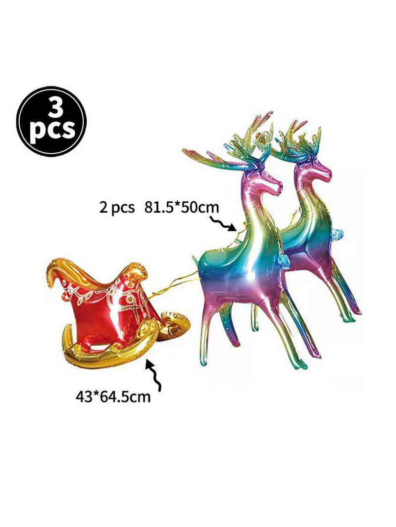 3 vnt Auksiniai kalėdiniai briedžių balionai Kalėdų rogių balionai Naujųjų metų kalėdiniai papuošimai Navidad 2024