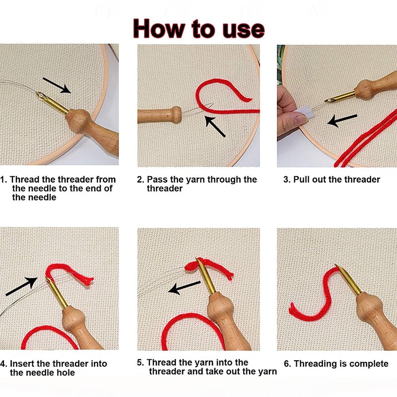 Ac magic pentru broderie, punch, broderie, pix, înfilător pentru punct de cruce, bricolaj, artizanat, covor, fire, instrument de croșetat pentru cusut