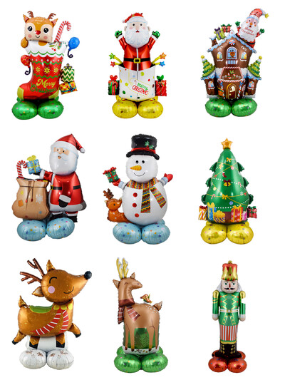 1 set Stand Stand Baloane de Crăciun Moș Crăciun Om de zăpadă Ciorap de elan Baloane din folie Decoratiuni de Crăciun pentru casă Navidad 2025