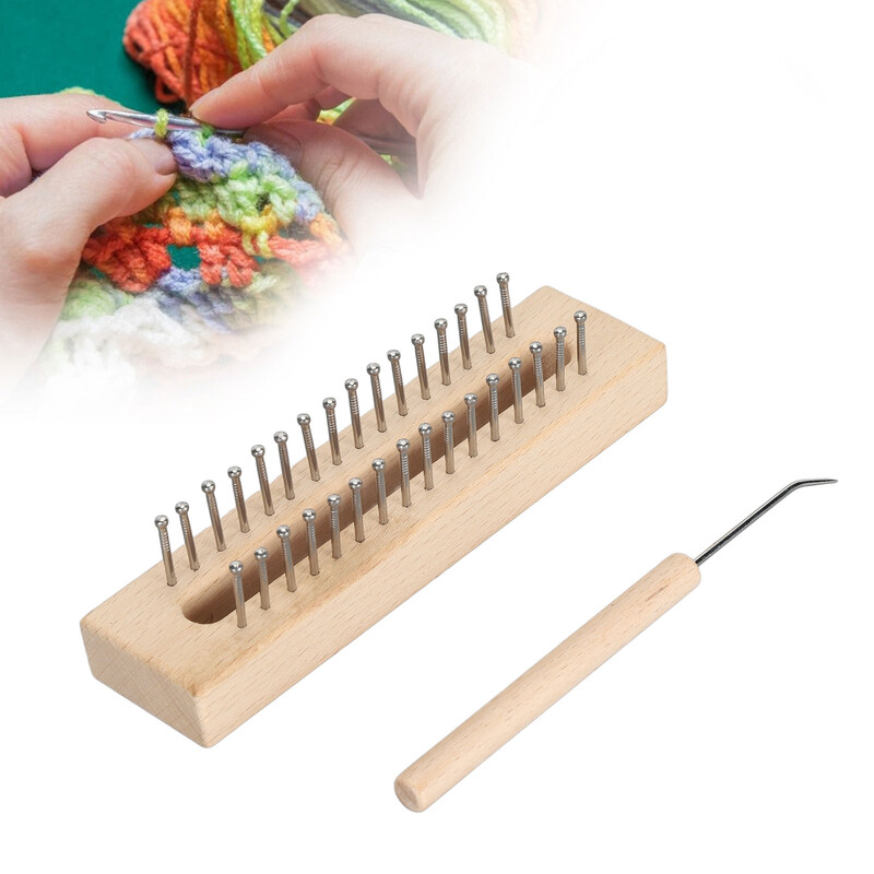 Drevený pletací stav s hákom na tkáčske stavy, sada drevených pletacích stavov na šatky, ponožky, čiapky, šály, gobelíny, DIY projekty, pletenie