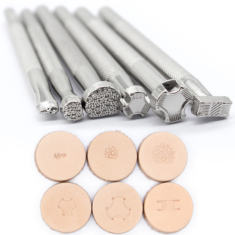 Alat za žigosanje kože sa 6 uzoraka za markice za rezbarenje kože DIY set za izradu kožnih izrada, set za ispis, cvijet za ukrašavanje kožnih rukotvorina