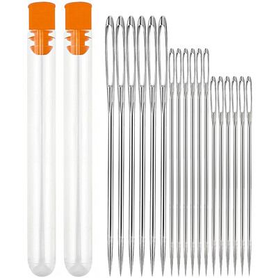 9 KOM/KUTIJA Igla s velikom ušicom od nehrđajućeg čelika Igla za pletenje s križnim ubodom Ručno izrađeni šivaći kožni vez Pribor za šivanje ﻿