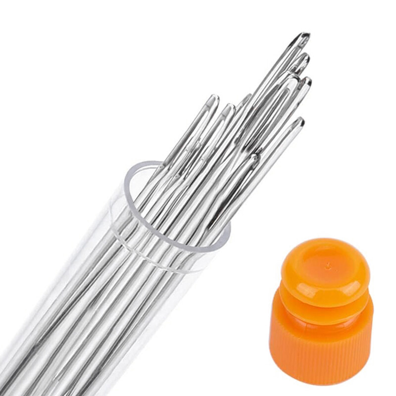 9 KOM/KUTIJA Igla s velikom ušicom od nehrđajućeg čelika Igla za pletenje s križnim ubodom Ručno izrađeni šivaći kožni vez Pribor za šivanje ﻿