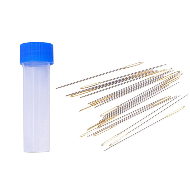 MIUSIE 20 db/12 DB aranyfarkú hímzőszövet keresztszemes tűk 22-28 méretű lengőkészlet palackos kézimunka eszközzel