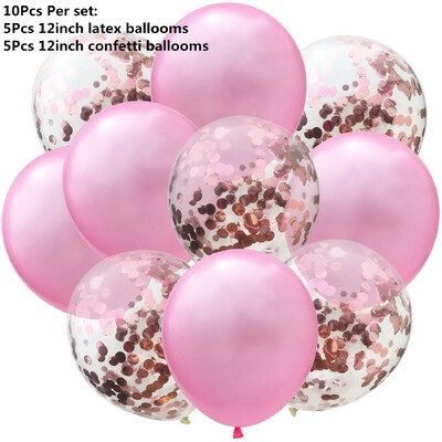 10/14 kom Mix Pink Rose Balloons Heart Star RoseGold Balon Confetti Rođendanska zabava Ukrasite Zračne kuglice za djecu i odrasle Wedding Globos