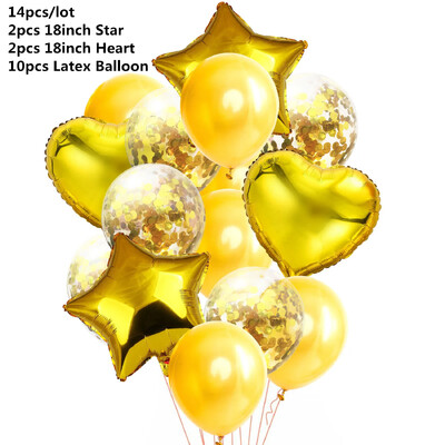 10/14 kom Mix Pink Rose Balloons Heart Star RoseGold Balon Confetti Rođendanska zabava Ukrasite Zračne kuglice za djecu i odrasle Wedding Globos