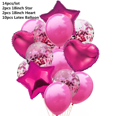 10/14 kom Mix Pink Rose Balloons Heart Star RoseGold Balon Confetti Rođendanska zabava Ukrasite Zračne kuglice za djecu i odrasle Wedding Globos