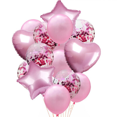 10/14 kom Mix Pink Rose Balloons Heart Star RoseGold Balon Confetti Rođendanska zabava Ukrasite Zračne kuglice za djecu i odrasle Wedding Globos