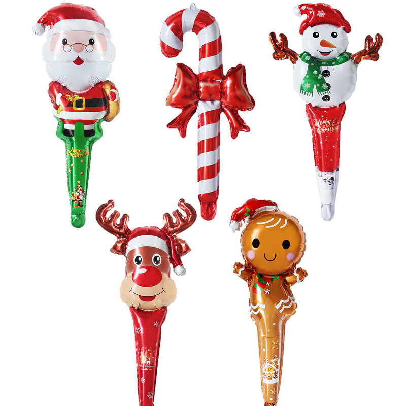 5 komada 60 cm veliki božićni štapići zračni baloni Djed Mraz Snjegović Elk Gingerbread Man Štaka Balon Božićni ukrasi za zabavu