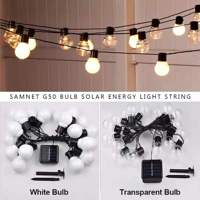 Žiarovky G50 Ambientné svetlo LED Rozprávkové reťazce svetiel Vonkajšie solárne svetlo Svadobné večierky Vianoce Domov Záhradná dekorácia