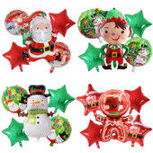 5 ks Veselé Vianoce Santa Claus Snehuliak Elf Los Fóliové héliové balóny Sada Nový rok Domov Vianočné párty Dekorácie 2023 Dodávky Darček