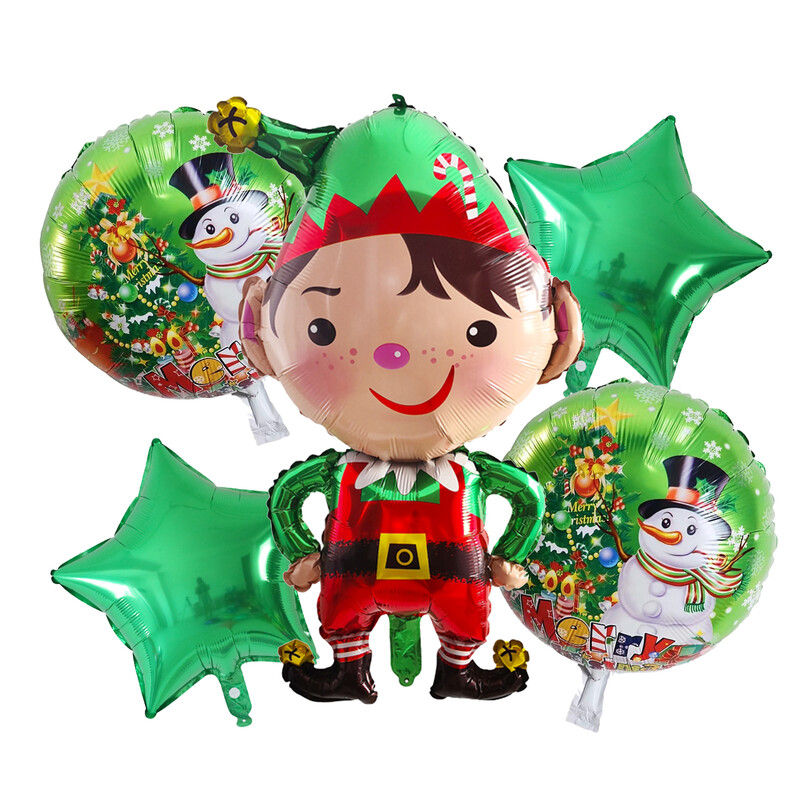 5 ks Veselé Vianoce Santa Claus Snehuliak Elf Los Fóliové héliové balóny Sada Nový rok Domov Vianočné párty Dekorácie 2023 Dodávky Darček