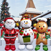 Vianočný stojaci balón Snehuliak Santa Claus Perníkový muž Fóliový balón Vianočné a sviatočné dekorácie 2025
