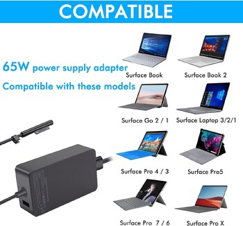 65W Microsoft Magnetic Power Adapter για Microsoft Book Surface Pro 7 Pro 6 Pro 5 Pro 4 / 3 Surface Laptop 3 Surface Charger