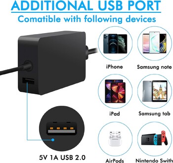 65W Microsoft Magnetic Power Adapter για Microsoft Book Surface Pro 7 Pro 6 Pro 5 Pro 4 / 3 Surface Laptop 3 Surface Charger