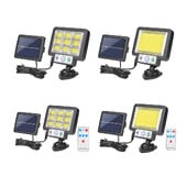 4 ks LED delené solárne nástenné svietidlo, vonkajšie vodotesné, so senzorom pohybu, indukčná lampa, vonkajšia záhrada, ulica, nádvorie, ulička, veranda, svetlo