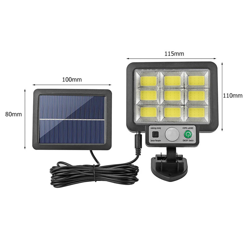 4 ks LED delené solárne nástenné svietidlo, vonkajšie vodotesné, so senzorom pohybu, indukčná lampa, vonkajšia záhrada, ulica, nádvorie, ulička, veranda, svetlo