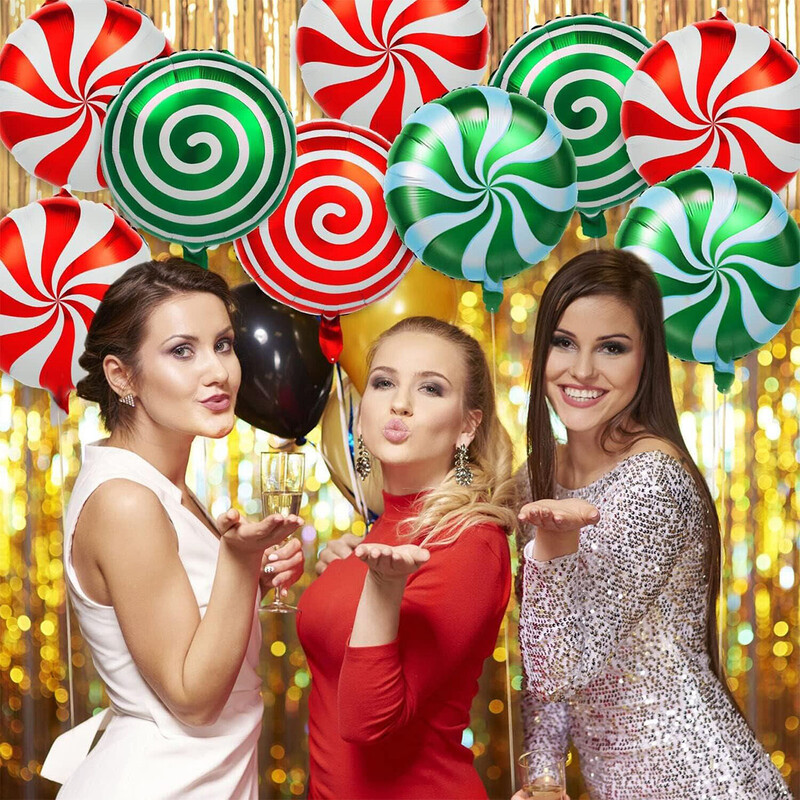 Božićni baloni od bombona Komplet Cane Swirl Candy Baloni od folije Crveno zeleni Mylar Slatki bomboni Baloni za božićni rođendan