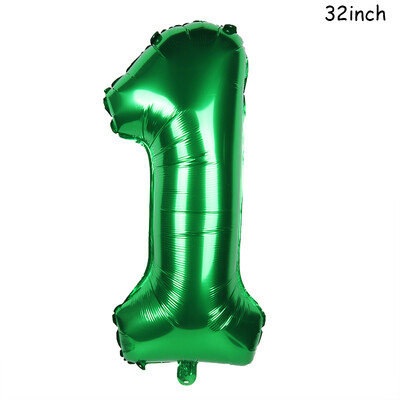 Baloane cu numere mari de 32 inch, verde închis, Jungle Safari, balon de zi de naștere, balon din folie pentru petrecere 0 1 2 3 4 5 6 7 8 9 bile globos