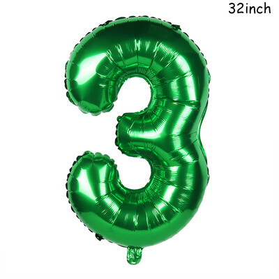 Baloane cu numere mari de 32 inch, verde închis, Jungle Safari, balon de zi de naștere, balon din folie pentru petrecere 0 1 2 3 4 5 6 7 8 9 bile globos