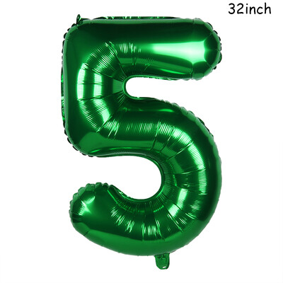 Baloane cu numere mari de 32 inch, verde închis, Jungle Safari, balon de zi de naștere, balon din folie pentru petrecere 0 1 2 3 4 5 6 7 8 9 bile globos