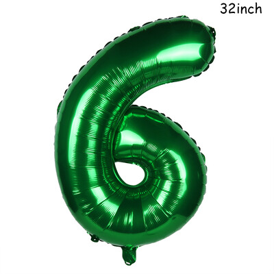 Baloane cu numere mari de 32 inch, verde închis, Jungle Safari, balon de zi de naștere, balon din folie pentru petrecere 0 1 2 3 4 5 6 7 8 9 bile globos