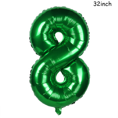 Baloane cu numere mari de 32 inch, verde închis, Jungle Safari, balon de zi de naștere, balon din folie pentru petrecere 0 1 2 3 4 5 6 7 8 9 bile globos
