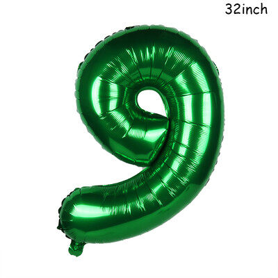 Baloane cu numere mari de 32 inch, verde închis, Jungle Safari, balon de zi de naștere, balon din folie pentru petrecere 0 1 2 3 4 5 6 7 8 9 bile globos