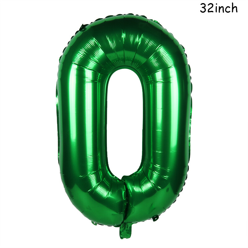 Baloane cu numere mari de 32 inch, verde închis, Jungle Safari, balon de zi de naștere, balon din folie pentru petrecere 0 1 2 3 4 5 6 7 8 9 bile globos