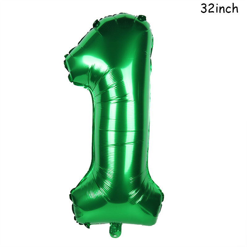 Baloane cu numere mari de 32 inch, verde închis, Jungle Safari, balon de zi de naștere, balon din folie pentru petrecere 0 1 2 3 4 5 6 7 8 9 bile globos
